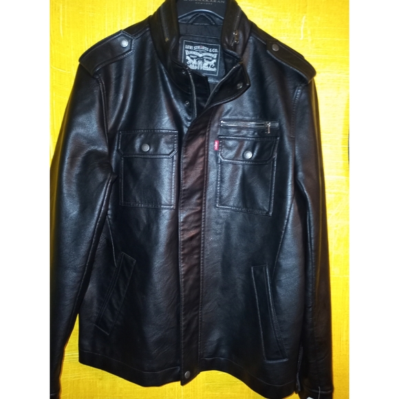 LEVI'S MEN TRUCKER FAUX LEATHER JACKET - Picture 4 of 12